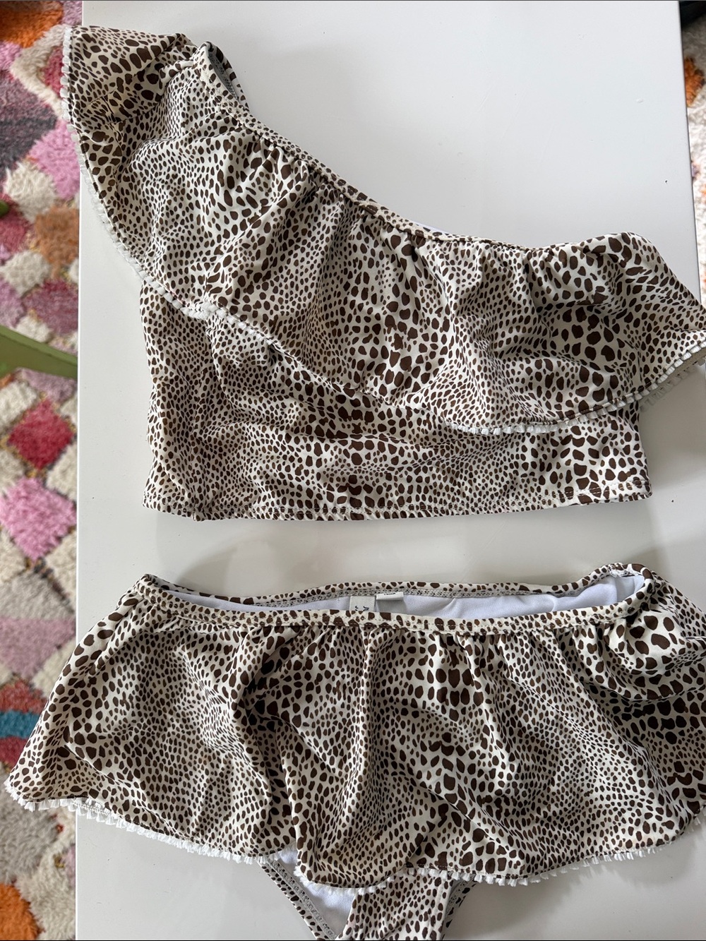 Juno Valentine by Janie and Jack Leopard  Print Ruffle Bikini Set size 12